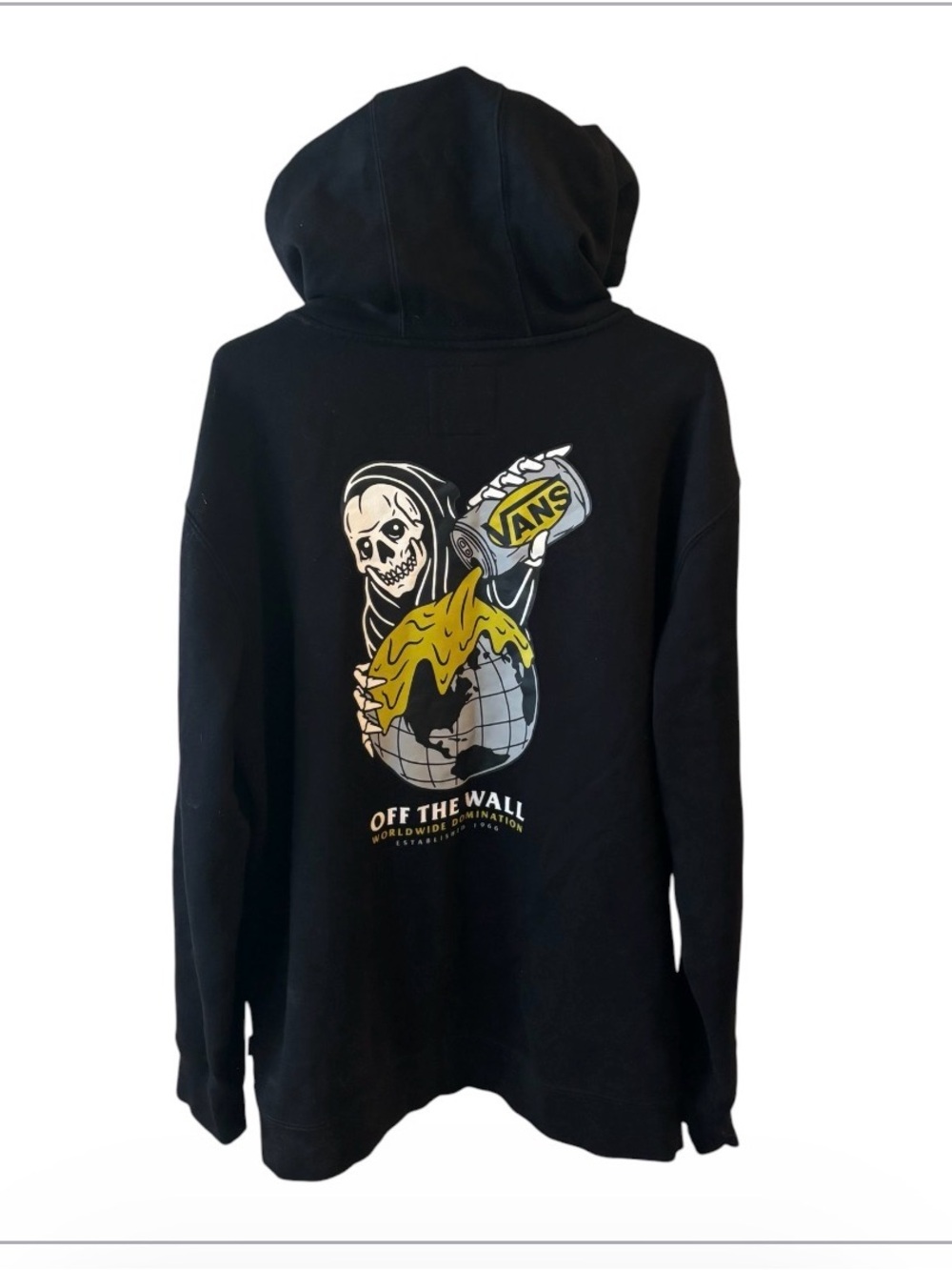 Vans Off The Wall Worldwide Domination Black Hoodie Reaper Skull size XL